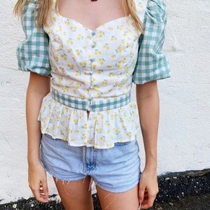 English Factory cherry puff sleeve top!